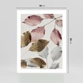 Plakat bez ramy 40x50 - Pastelowe Liście z Nutką Złota - liście, pastelowe kolory