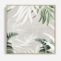 Obraz w ramie 80x80 - Zielony Raj - monstera, palmy - rama drewno