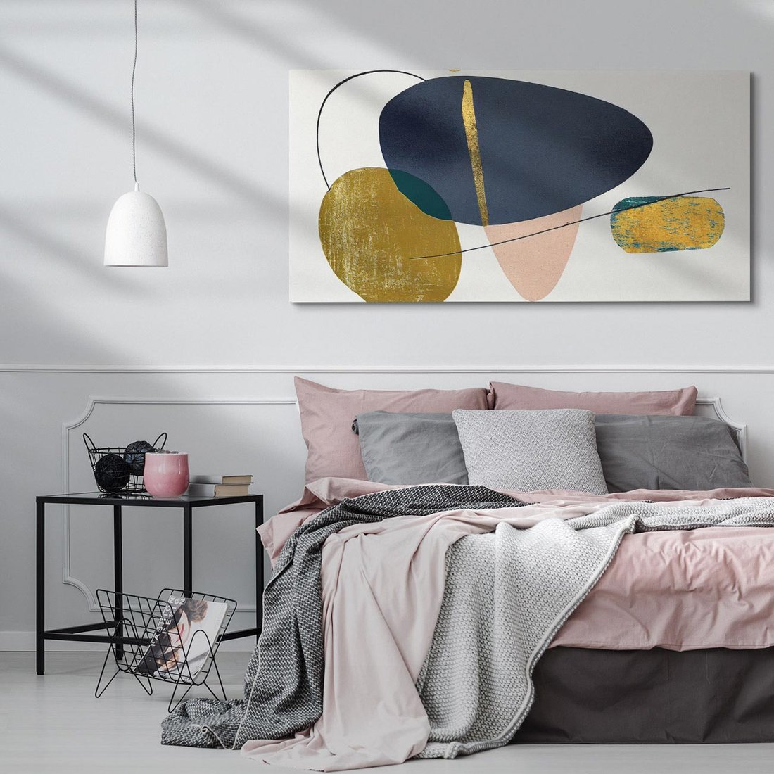Obraz na płótnie 120x60 - Złoto Granatu - abstrakcyjne plamy koloru, złoto