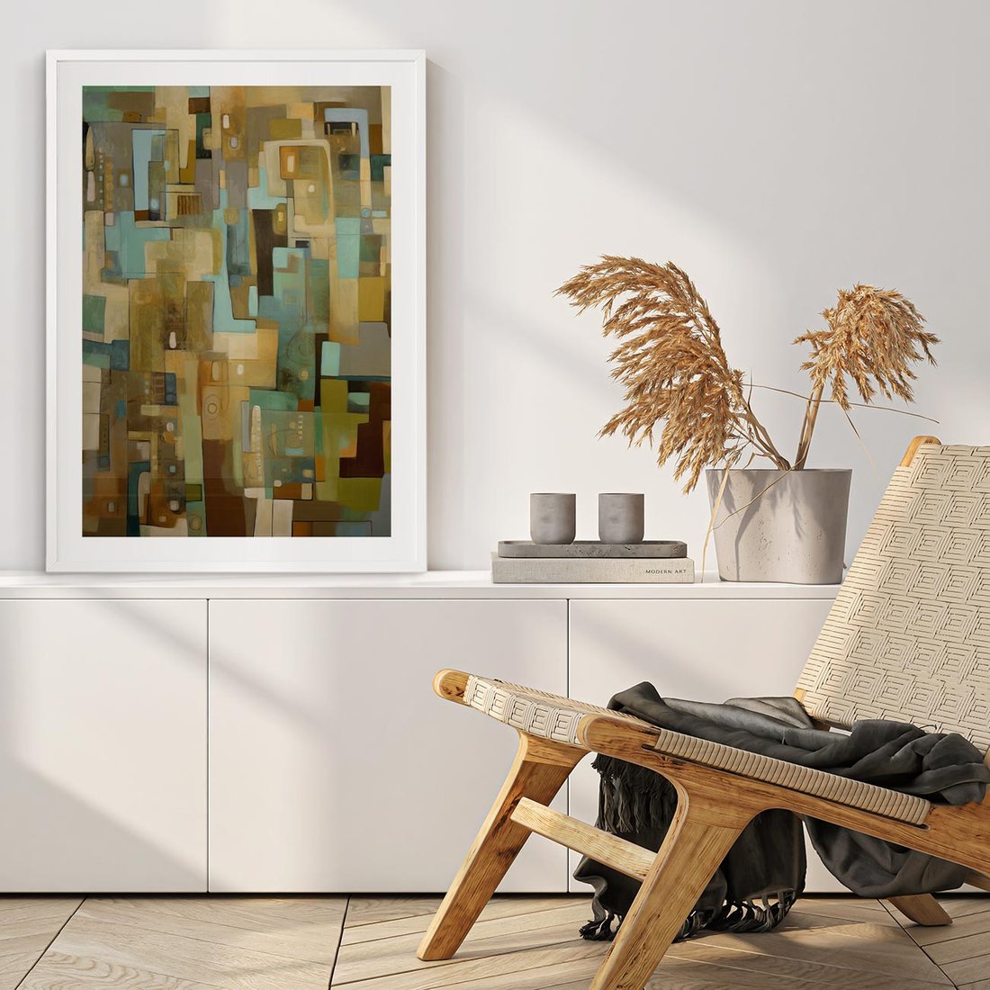 Plakat w ramie 50x70 - Kolorowe Wyobrażenia - abstrakcyjny obraz, mnogość kolorów - rama biała