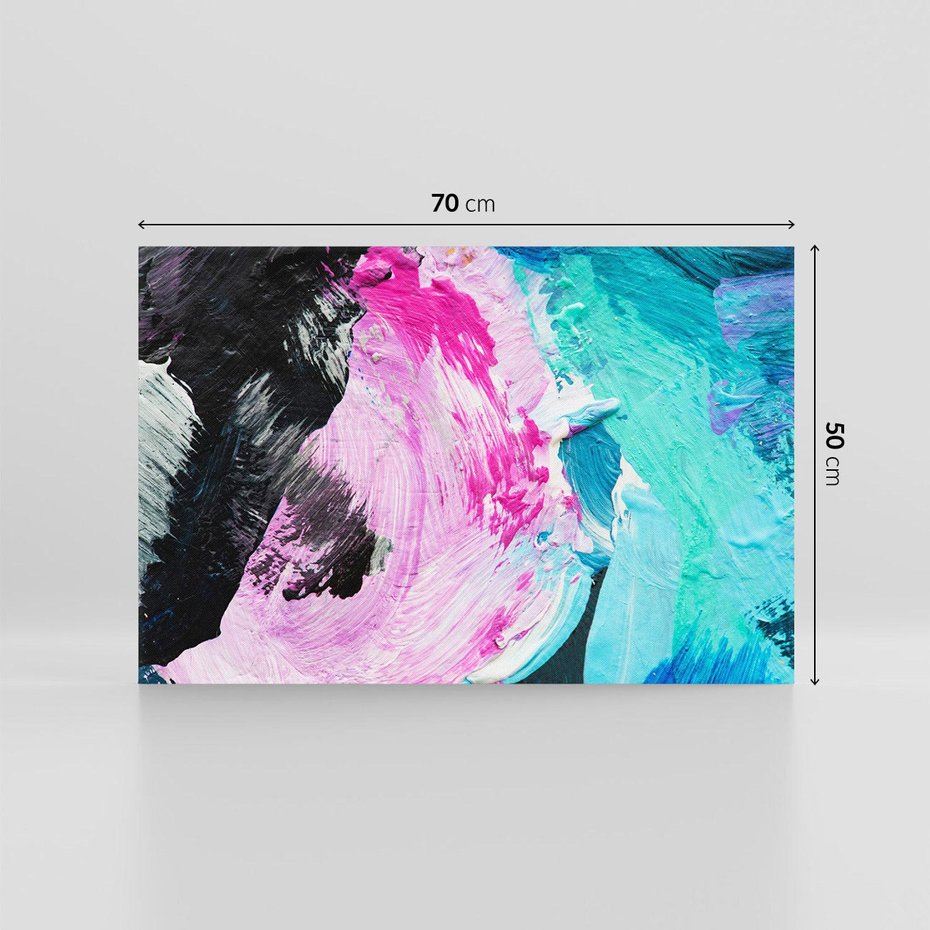 Obraz na płótnie 70x50 - Kolorowy rój wyobraźni - rozlane kolorowe farby olejne, abstrakcja