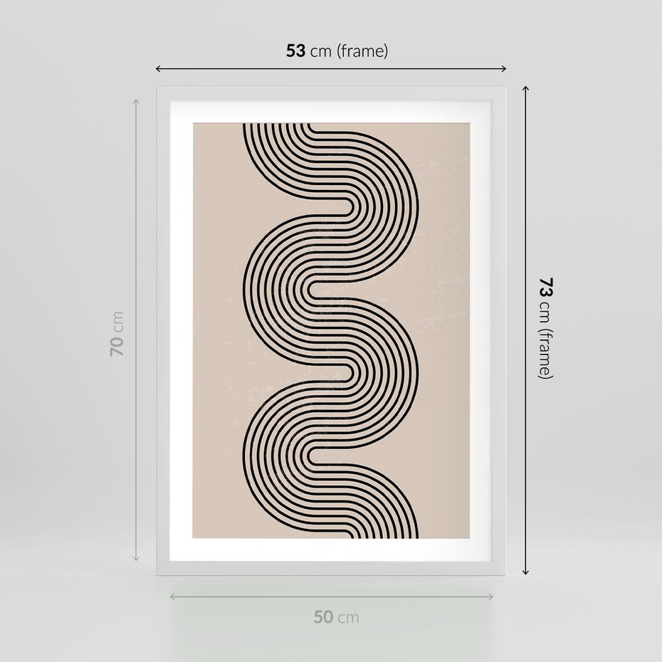 Plakat w ramie 50x70 - Bezgraniczne Odbicia - abstrakcyjne linie, geometria - rama biała