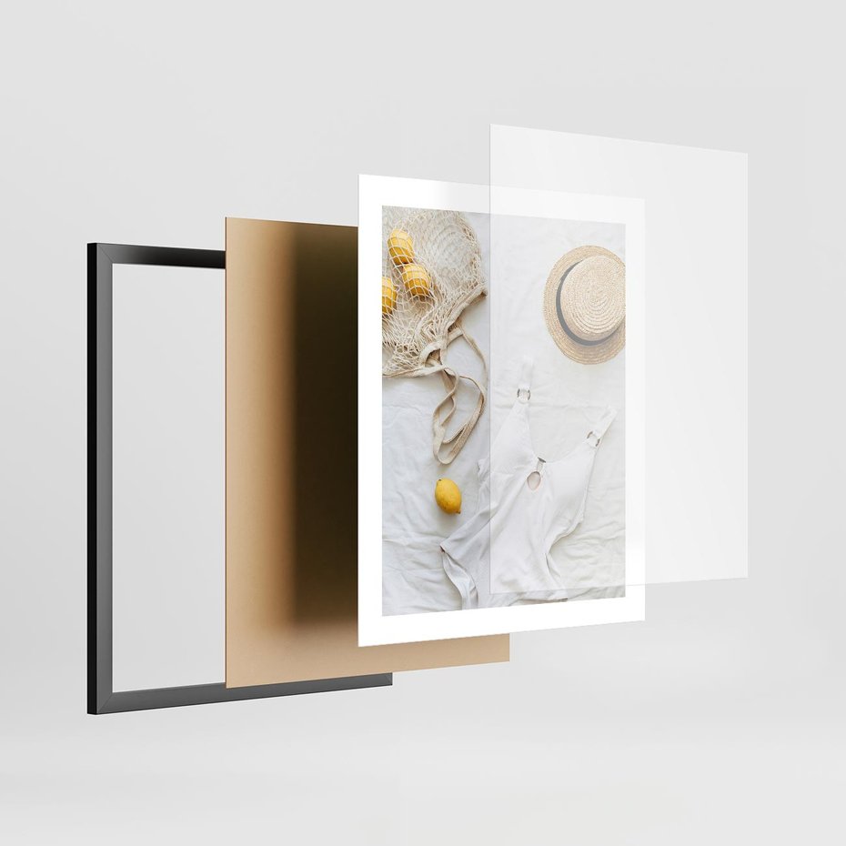 Plakat w ramie 40x50 - Moda na Wakacje: Cytrynowy Urok - kompozycja letnia, fashion - rama czarna