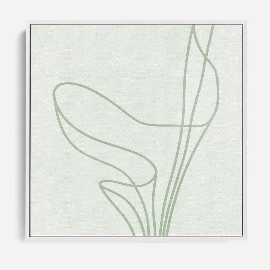 Obraz w ramie 50x50 - Zielona Równowaga Linii - abstrakcyjne delikatne zielone linie, nowoczesny plakat - rama biała
