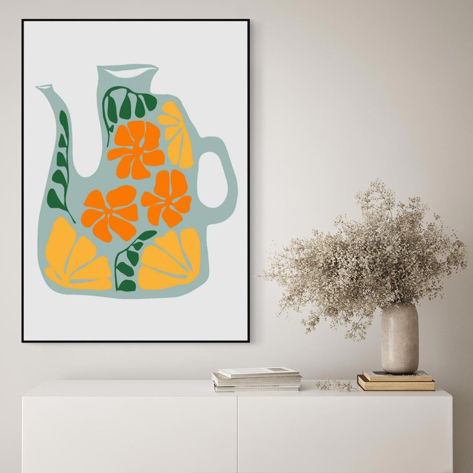 Obraz w ramie 50x70 - Kolorystyczna Ekspresja - czajnik, abstrakcja - rama czarna