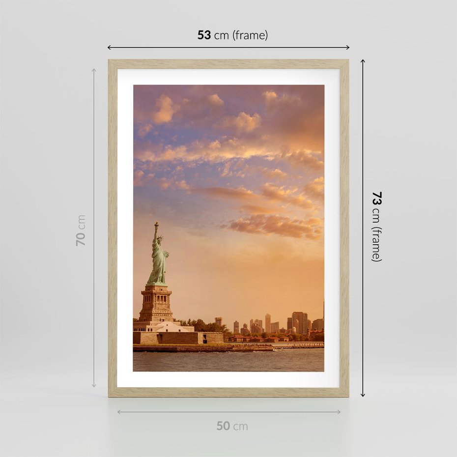 Plakat w ramie 50x70 - Statua wolności w Nowym Jorku - Nowy Jork, statua - rama drewno