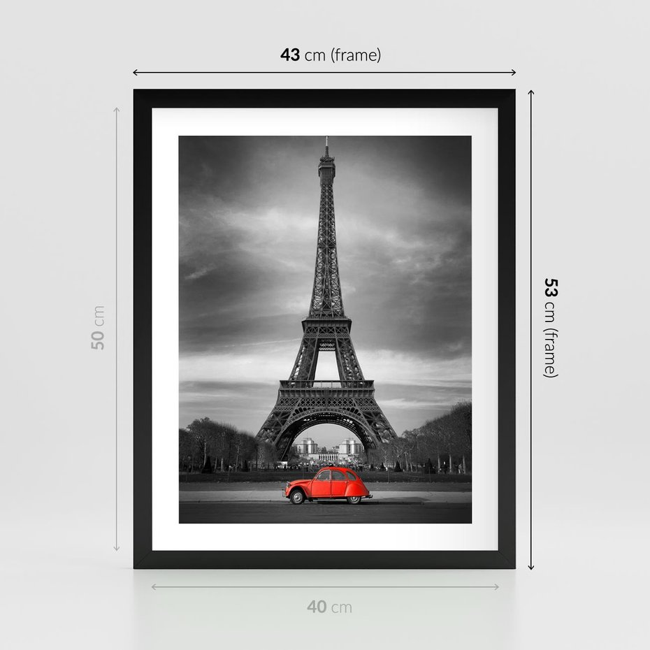 Plakat w ramie 40x50 - Elegancja Wieży - wieża, Eiffla - rama czarna