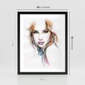 Plakat w ramie 40x50 - Abstrakcyjny portret kobiecy - grafika, kobieta - rama czarna