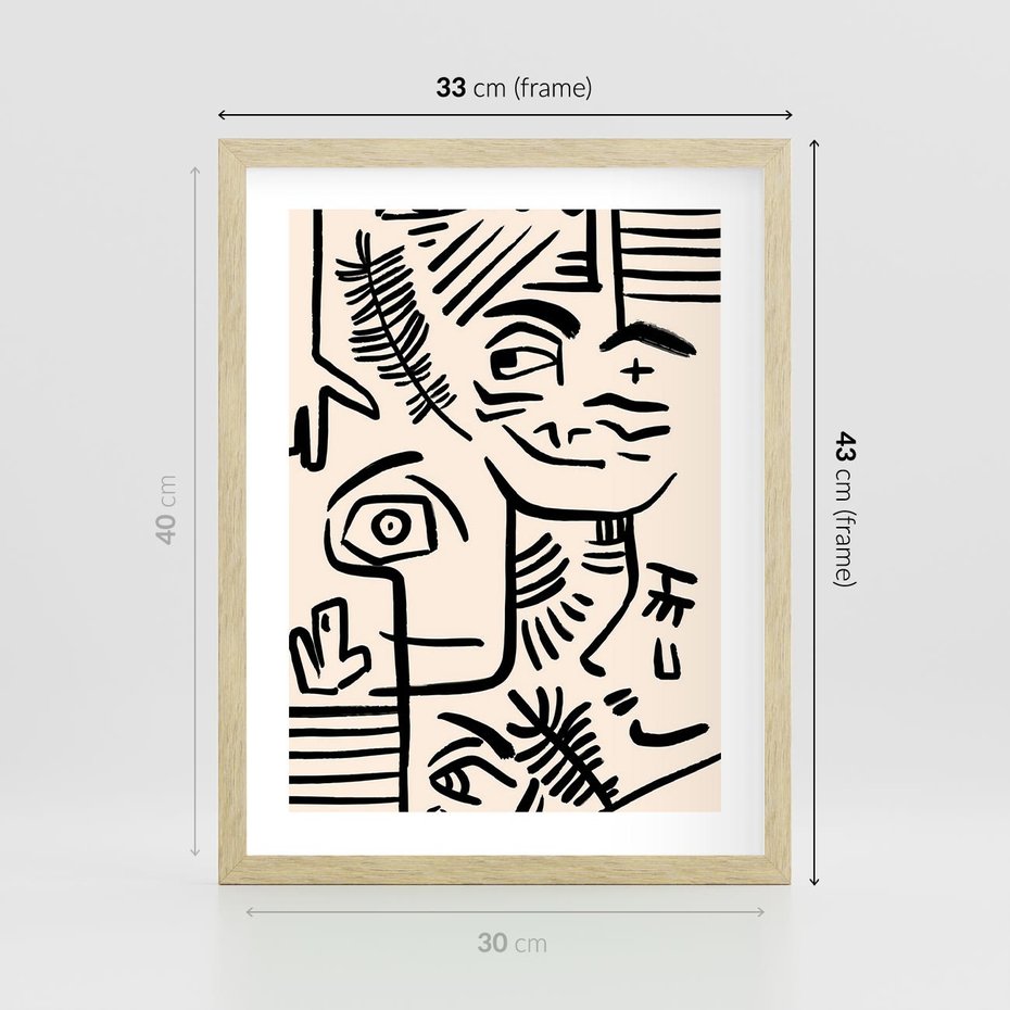 Plakat w ramie 30x40 - Ekspresyjne Odbicia Współczesności - abstrakcyjna grafika, minimalizm - rama drewno