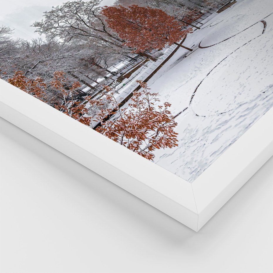 Zestaw obrazy w ramie 30x40 galeria - Górski, krajobraz, zima, śnieg - rama biała