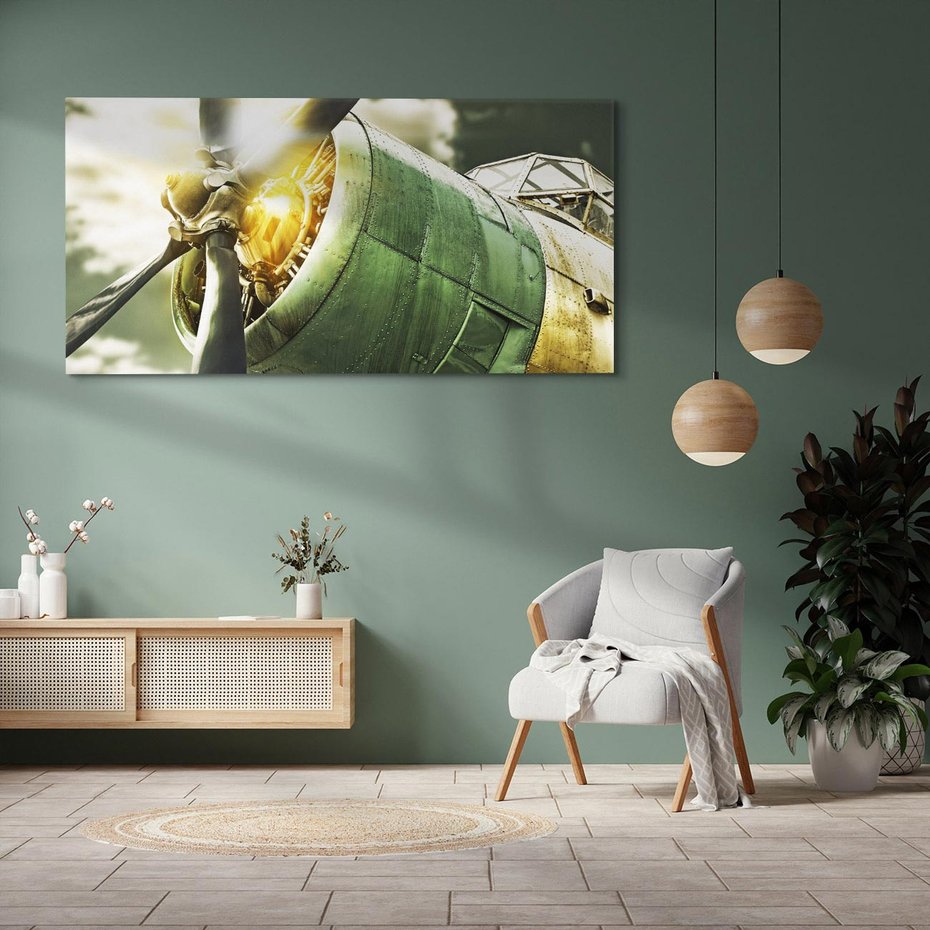 Obraz na płótnie 120x60 - Symbole wojskowych czasów - samolot, śmigło