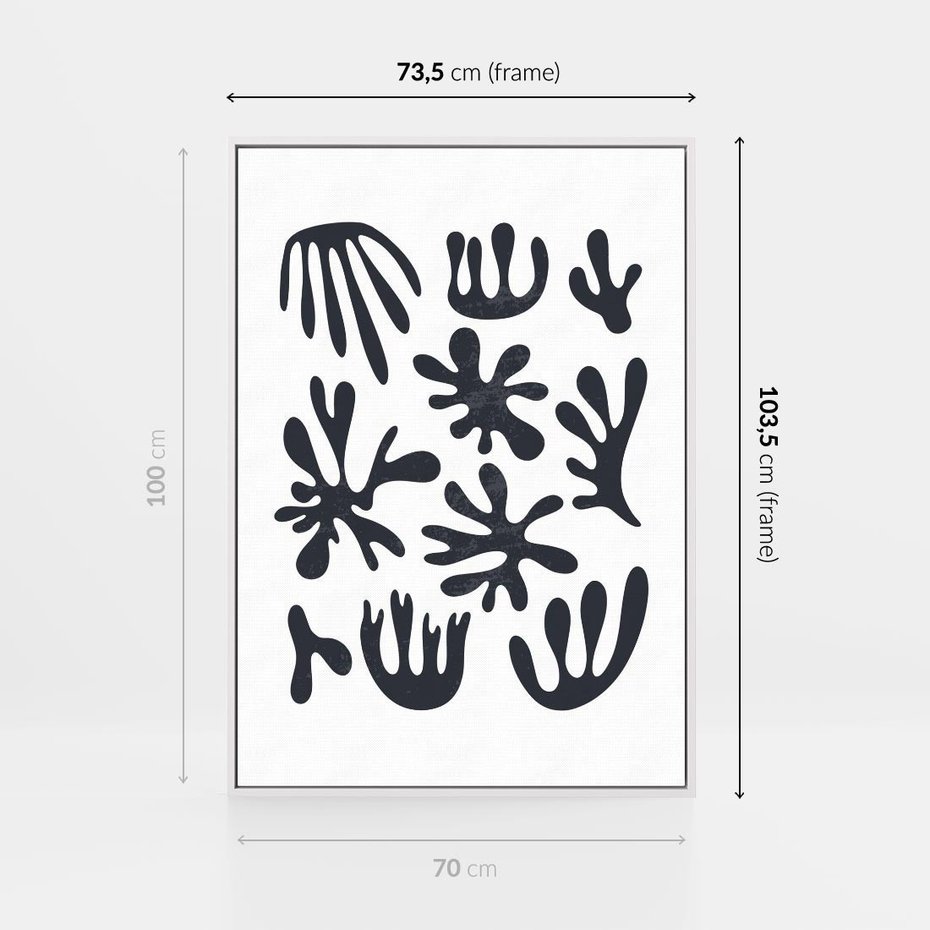 Obraz w ramie 70x100 - Rozmyte Granice Wspomnień - inspiracja mattise, abstrakcja - rama biała