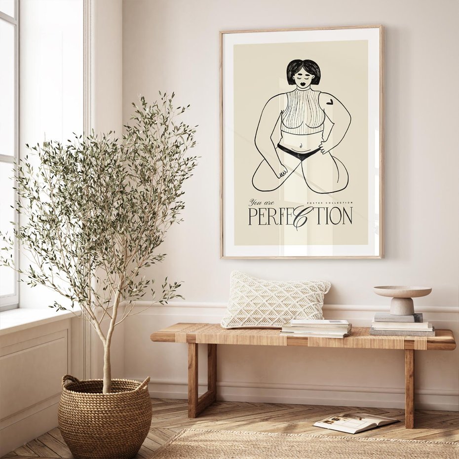 Plakat w ramie 50x70 - Refleksje Przejmujących Myśli - rysunek, plakat - rama drewno