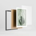 Plakat w ramie 30x40 - Zieleń Pulsującego Spokoju - zielona abstrakcja, zgaszona zieleń - rama czarna