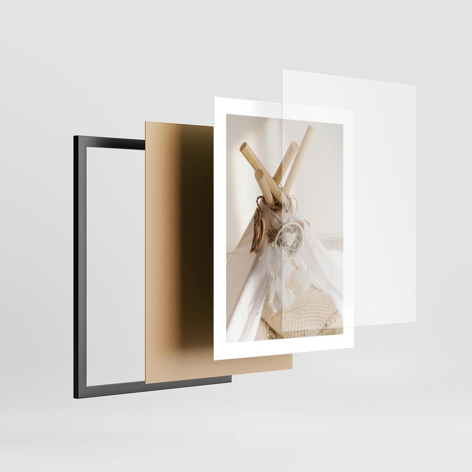 Plakat w ramie 30x40 - Oaza Swobodnego Stylu - boho, tipi - rama czarna