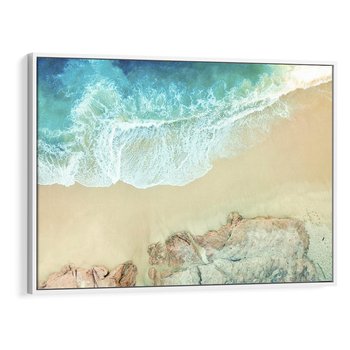 Obraz w ramie 120x80 - Turkusowe Skrzydła - morze, plaża - rama biała