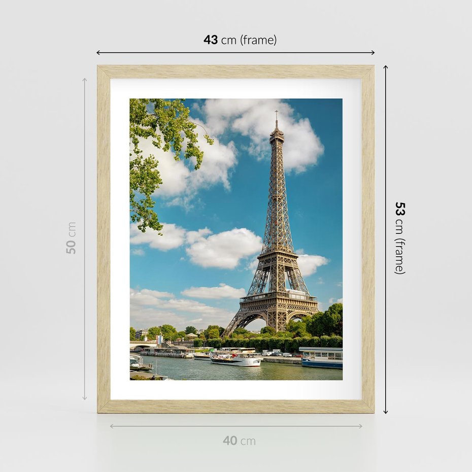Plakat w ramie 40x50 - Paryż Eiffla - Paryż, Eiffla - rama drewno
