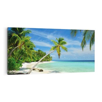 Obraz na płótnie 140x70 - Raj na Malediwach: plaża, morze i palmy - Malediwy, plaża