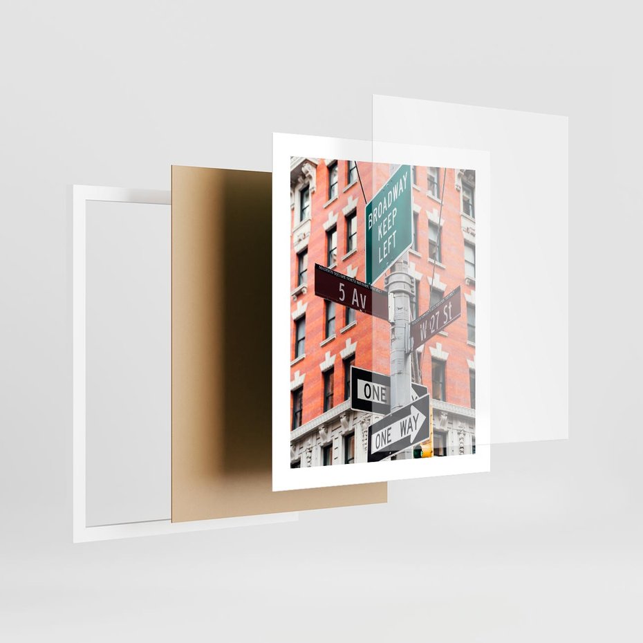 Plakat w ramie 40x50 - Namiastka wielkiego miasta - Nowy Jork, drogowskaz - rama biała
