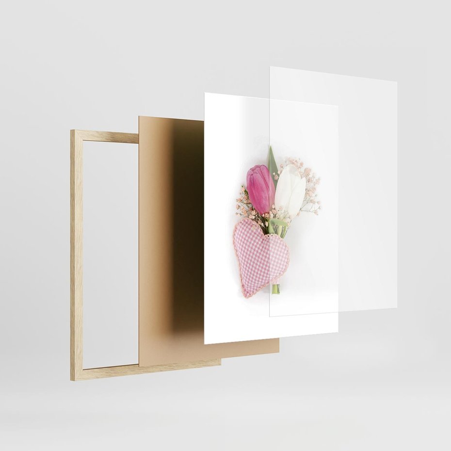 Plakat w ramie 30x40 - Kolorowa Harmonia - kwiaty, bukiet - rama drewno