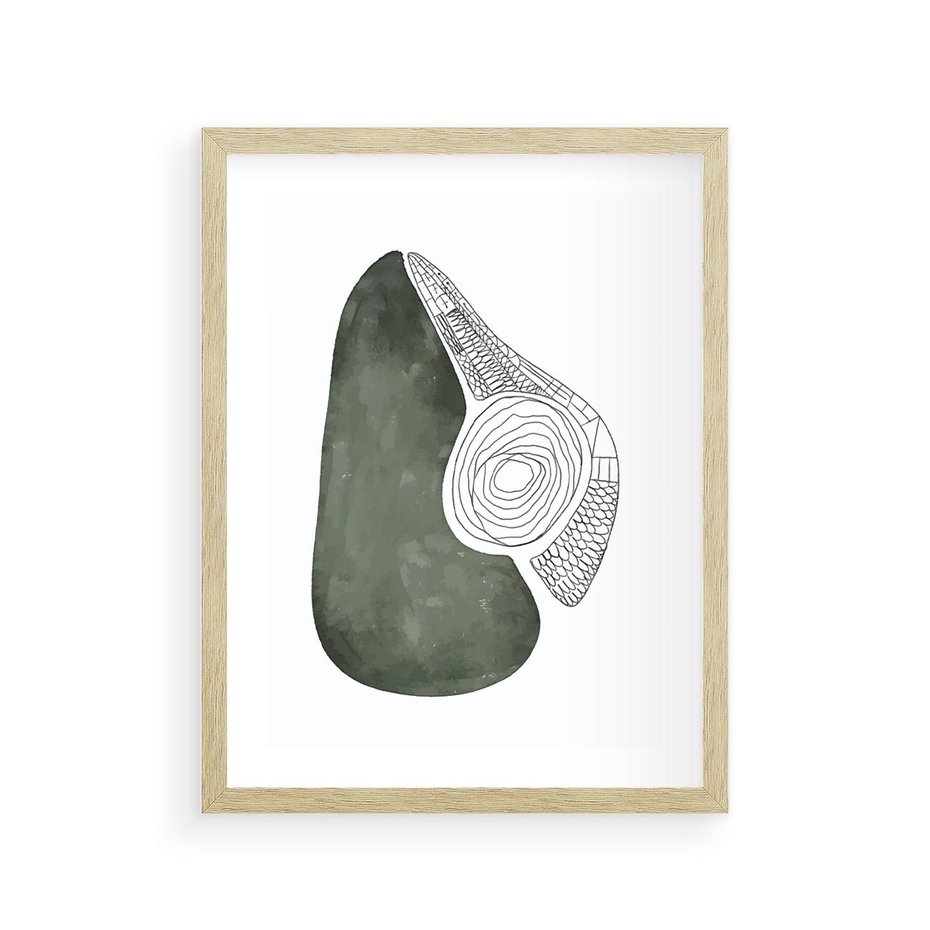 Plakat w ramie 30x40 - Owocowe Boho Inspiracje - minimalistyczny plakat, gruszka - rama drewno