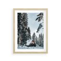 Plakat w ramie 30x40 - Górska Uroda Zimą: Dom w Śniegu - domek w górach, zima - rama drewno
