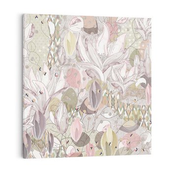 Obraz na płótnie 60x60 - Pejzaże zatajonej duszy - połączenie tekstur, roślinne motywy