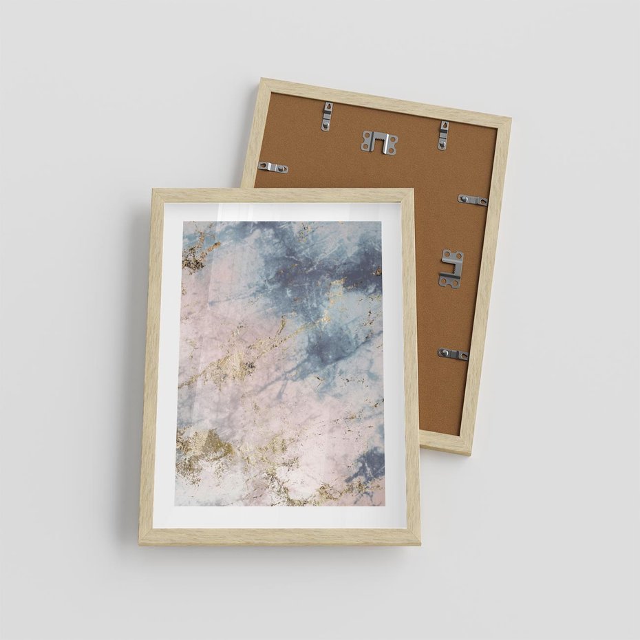 Plakat w ramie 30x40 - Luksusowa Dekoracja - marmur, złoto - rama drewno