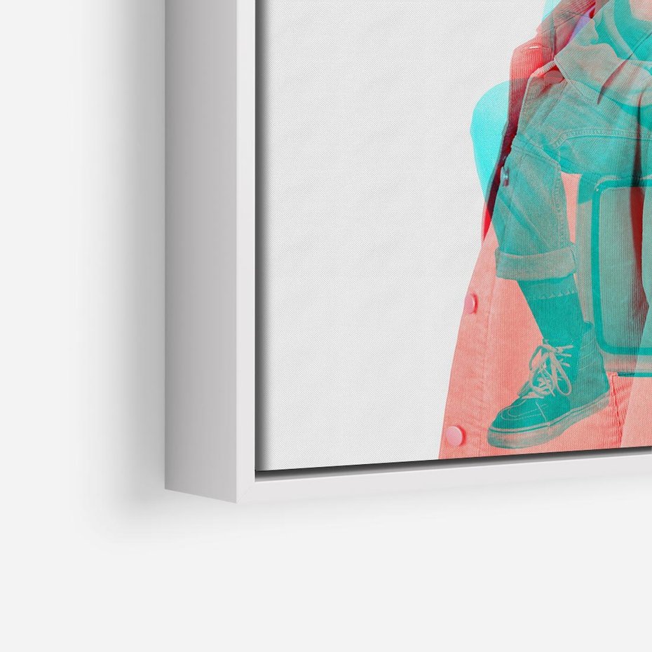 Obraz w ramie 80x80 - Rytmy Wspomnień - kolaż zdjęć, kobieta - rama biała