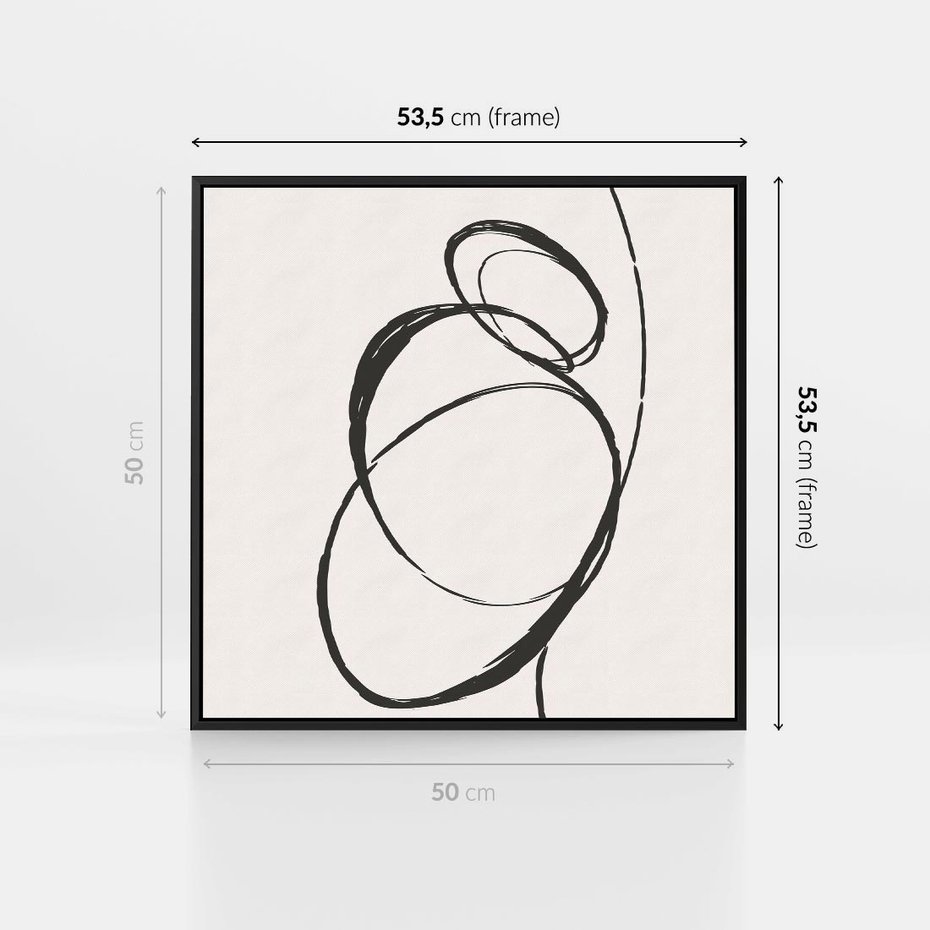 Obraz w ramie 50x50 - Modernistyczne Refleksje - abstrakcyjne szkicowane linie, minimalizm - rama czarna