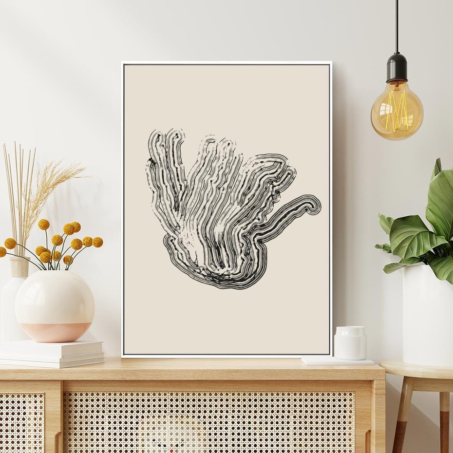 Obraz w ramie 80x120 - Abstrakcyjne Odbicie - abstrakcyjne odbicie, biało czarny - rama biała