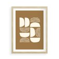 Plakat w ramie 50x70 - Wewnętrzne Spektrum - geometryczne boho kształty na brązowym, karmelowym tle - rama drewno