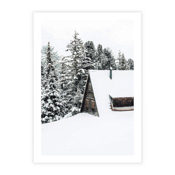 Plakat bez ramy 30x40 - Zimowy Urok - śnieg, domek w górach