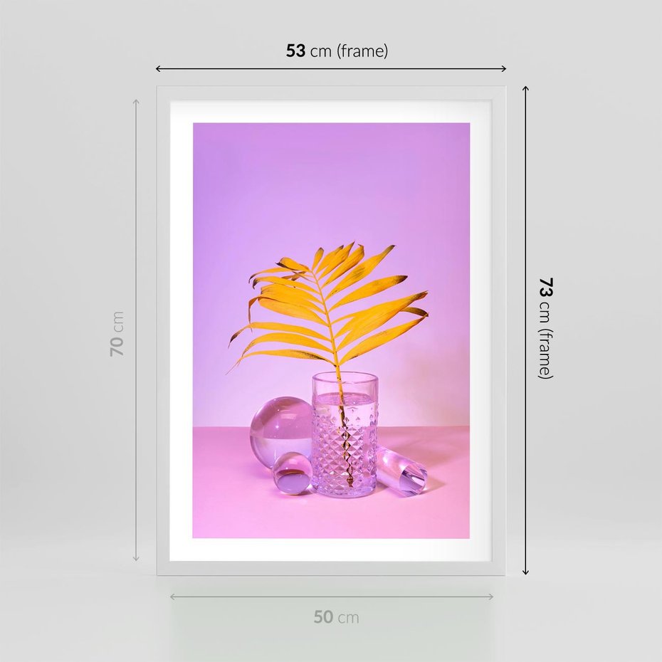 Plakat w ramie 50x70 - Minimalizm i Urok Natury - liście, pastele - rama biała
