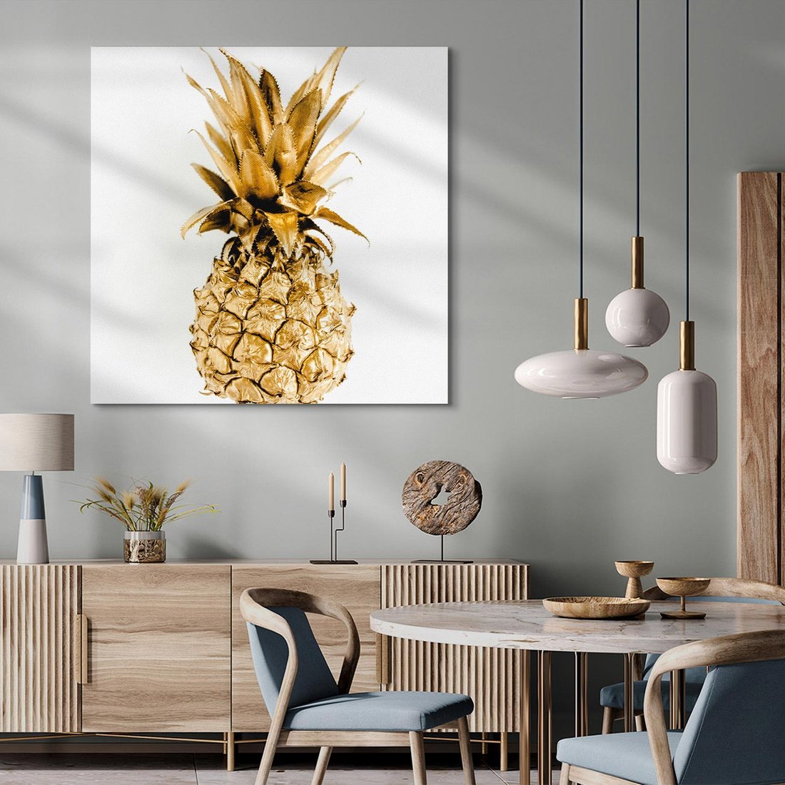 Obraz na płótnie 40x40 - Ekskluzywny Akcent - złoty, ananas