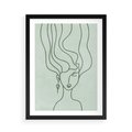 Plakat w ramie 50x70 - Spokojne Objęcia Natury - abstrakcja, zielony szkic - rama czarna