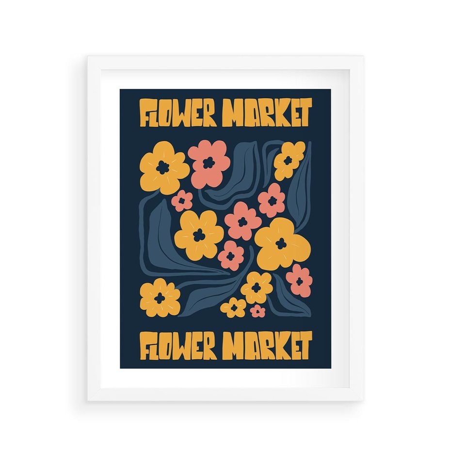 Plakat w ramie 40x50 - Impulsy Rozkwitu - plakat, granatowe tło - rama biała