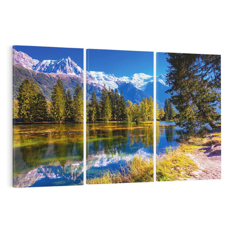 Obraz na płótnie 120x80 - Górskie piękno - góry, jezioro