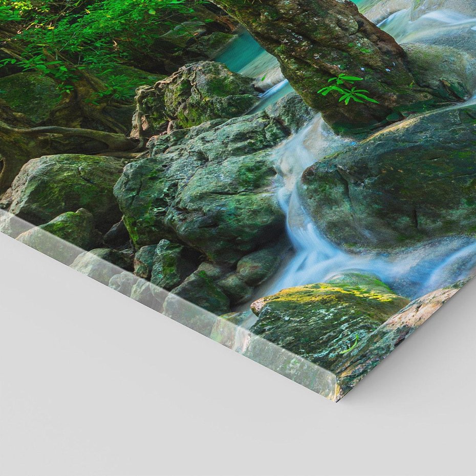Obraz na płótnie 140x70 - Magia w lesie nad rzeką - wodospad, rzeka