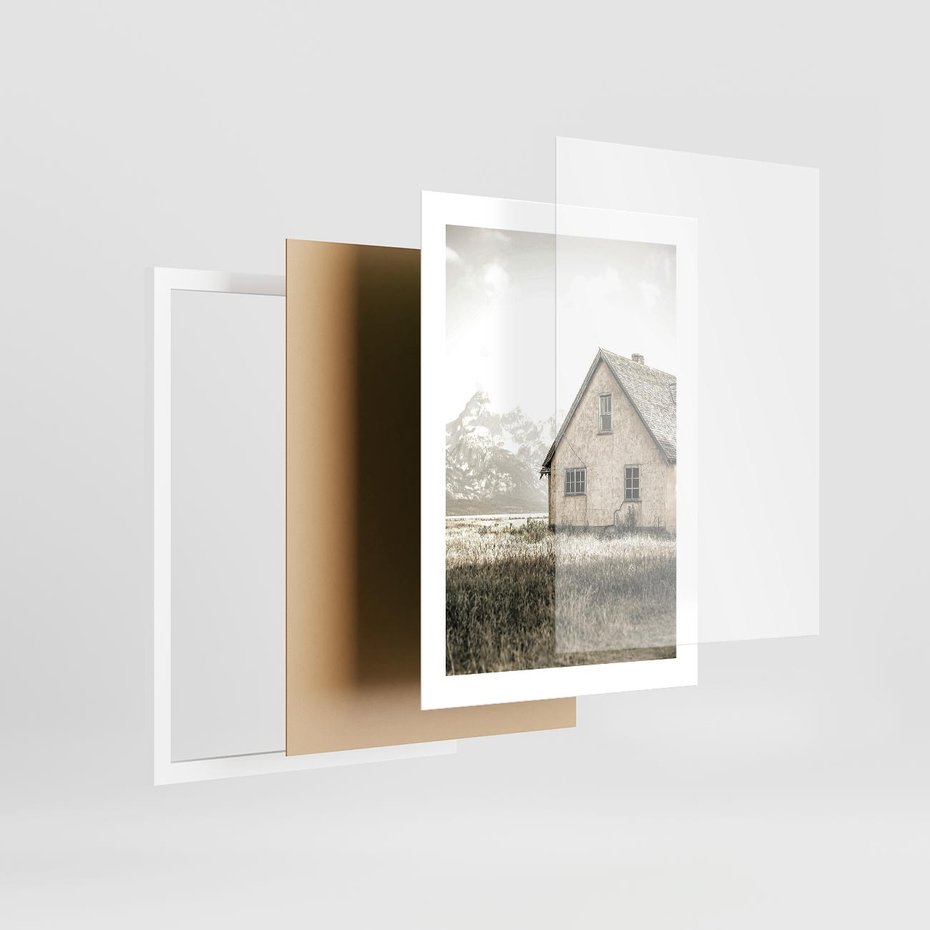 Plakat w ramie 30x40 - Ciepła Atmosfera - dom, stary dom w górach - rama biała