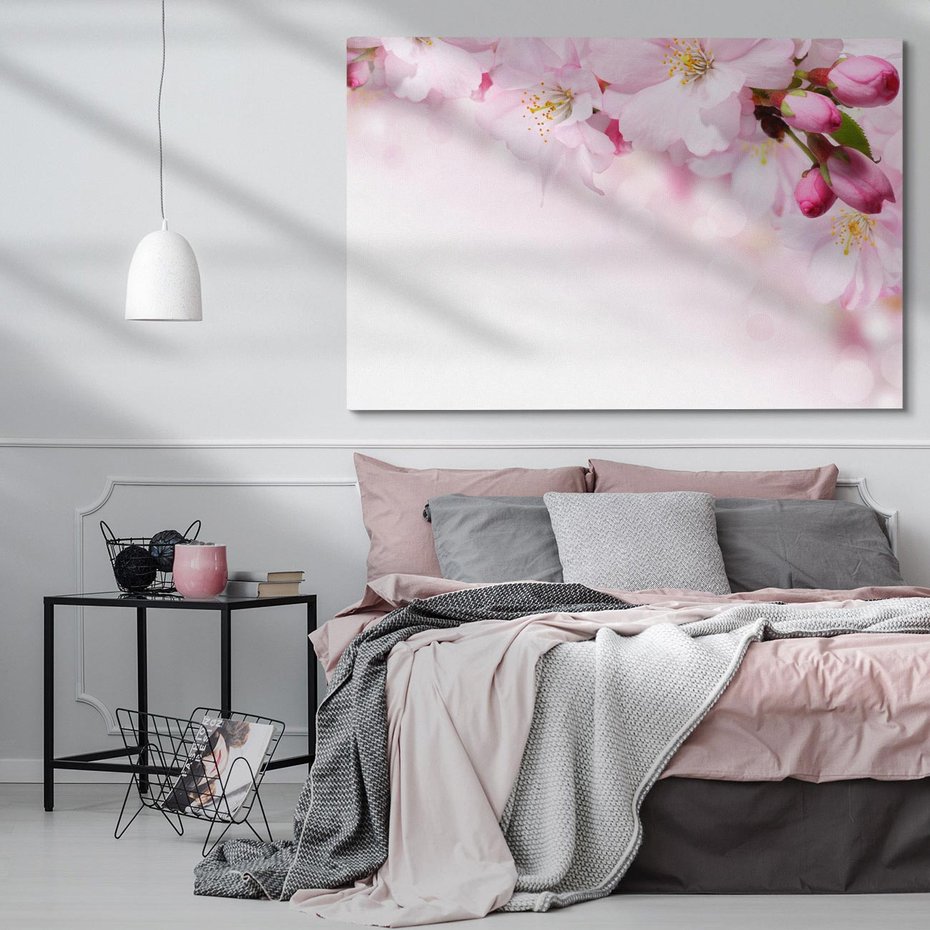 Obraz na płótnie 120x80 - Kwitnąca Wiśnia - kwiaty, kwitnącej