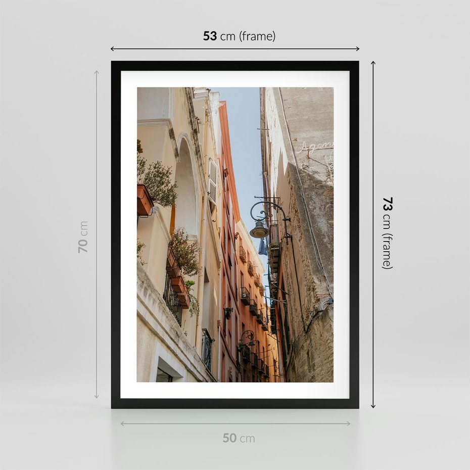 Plakat w ramie 50x70 - Włoskie uroki - włoskie, uliczki - rama czarna