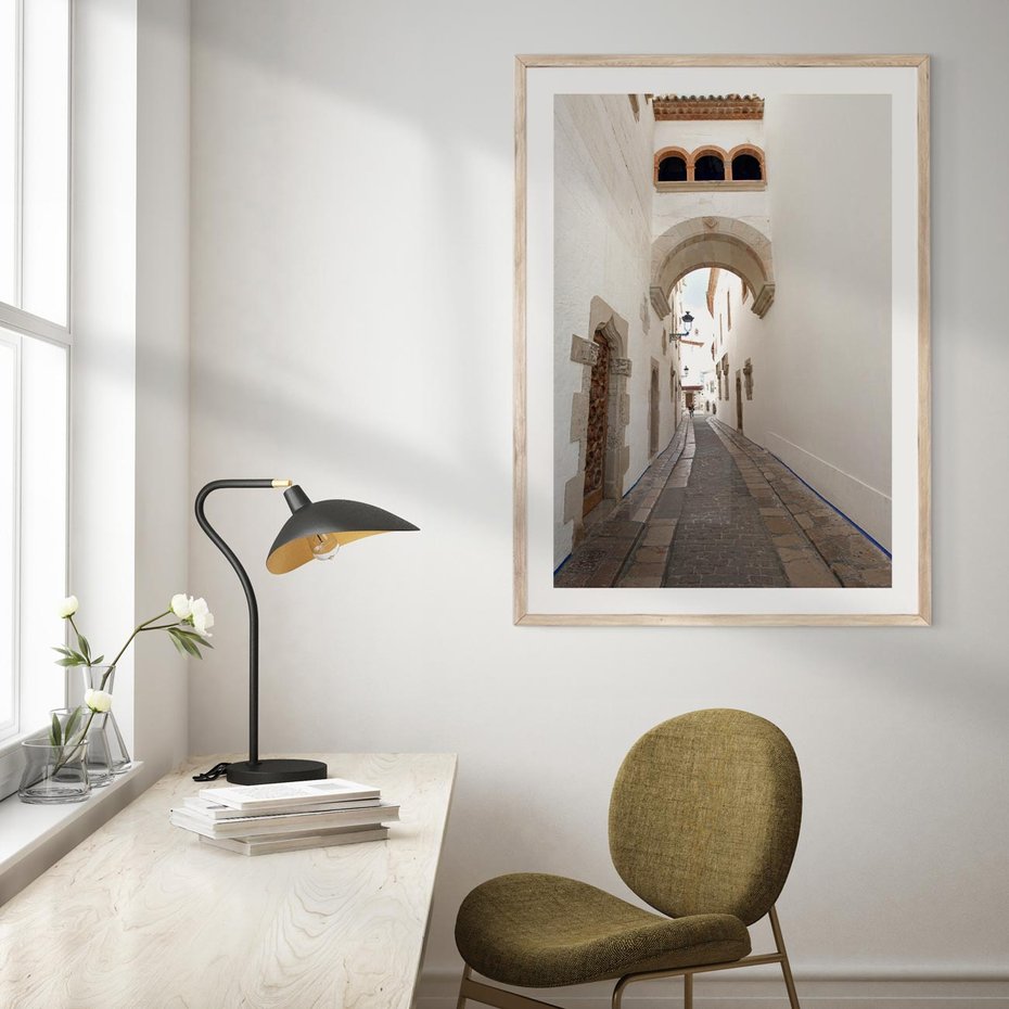 Plakat w ramie 50x70 - Perspektywiczna Magia Uliczki - uliczka, perspektywa - rama drewno