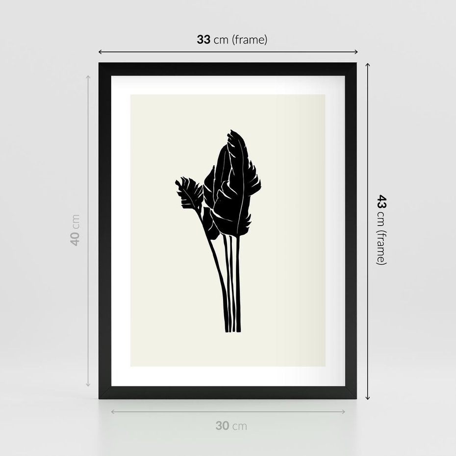 Plakat w ramie 30x40 - Elegancja Palm - nowoczesna sztuka, minimalistyczny styl - rama czarna