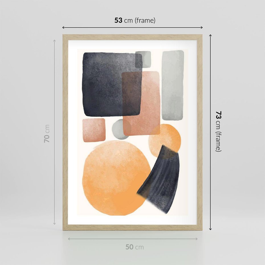 Plakat w ramie 50x70 - Geometria w Abstrakcji - abstrakcja, proste formy - rama drewno