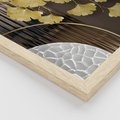 Zestaw obrazy w ramie 40x50 galeria - Japońskie, liście, abstrakcja, nowoczesny - rama drewno