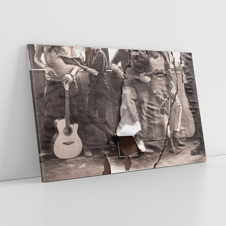 Obraz na płótnie 70x50 - Dźwięki Minionej Ery - postarzona fotografia retro, podarta fotografia