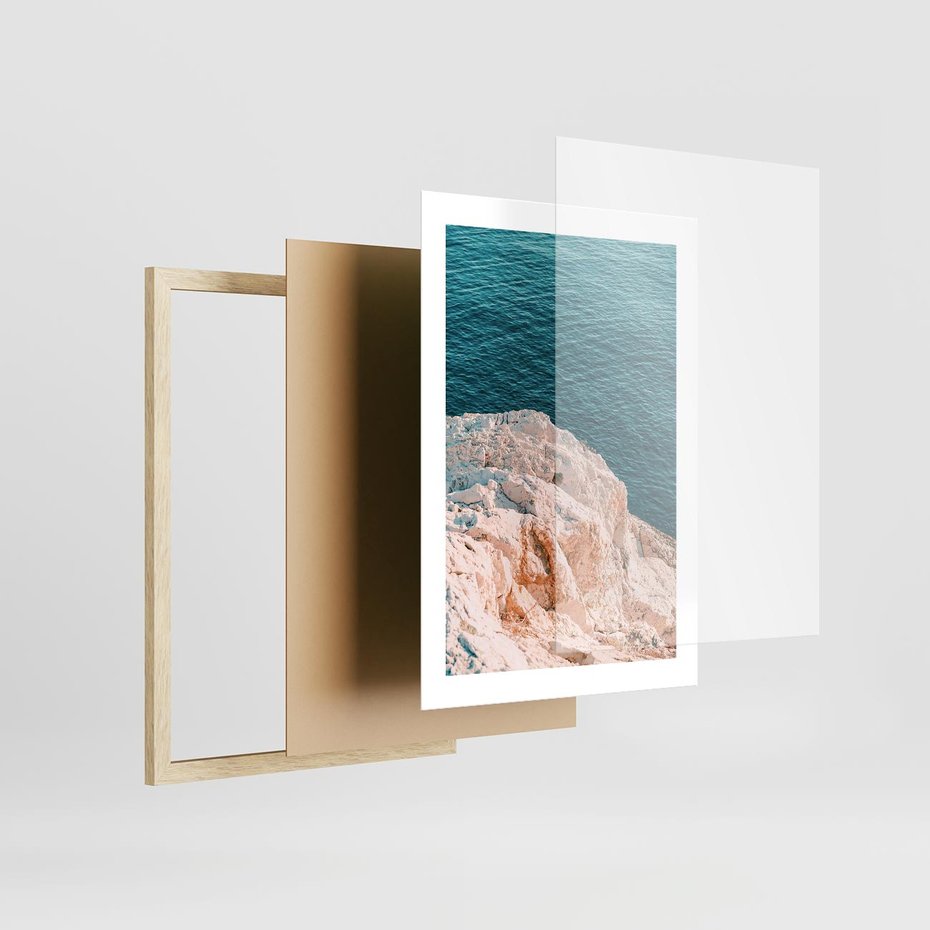 Plakat w ramie 30x40 - Klifowy Horyzont: Brzeg Morza - brzeg morza, klify - rama drewno