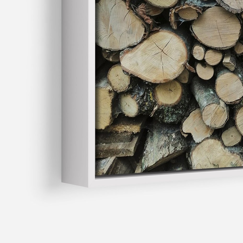 Obraz w ramie 50x70 - Bliskość Natury - drewno, las - rama biała