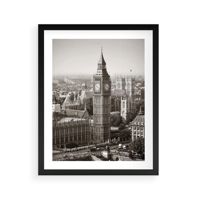 Plakat w ramie 40x50 - Magiczna esencja Londynu: Big Ben i miasto - Big Ben, Londyn - rama czarna